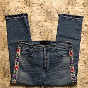 Veronica Beard Ines 10.75” Girlfriend Embroidery Jeans size 31